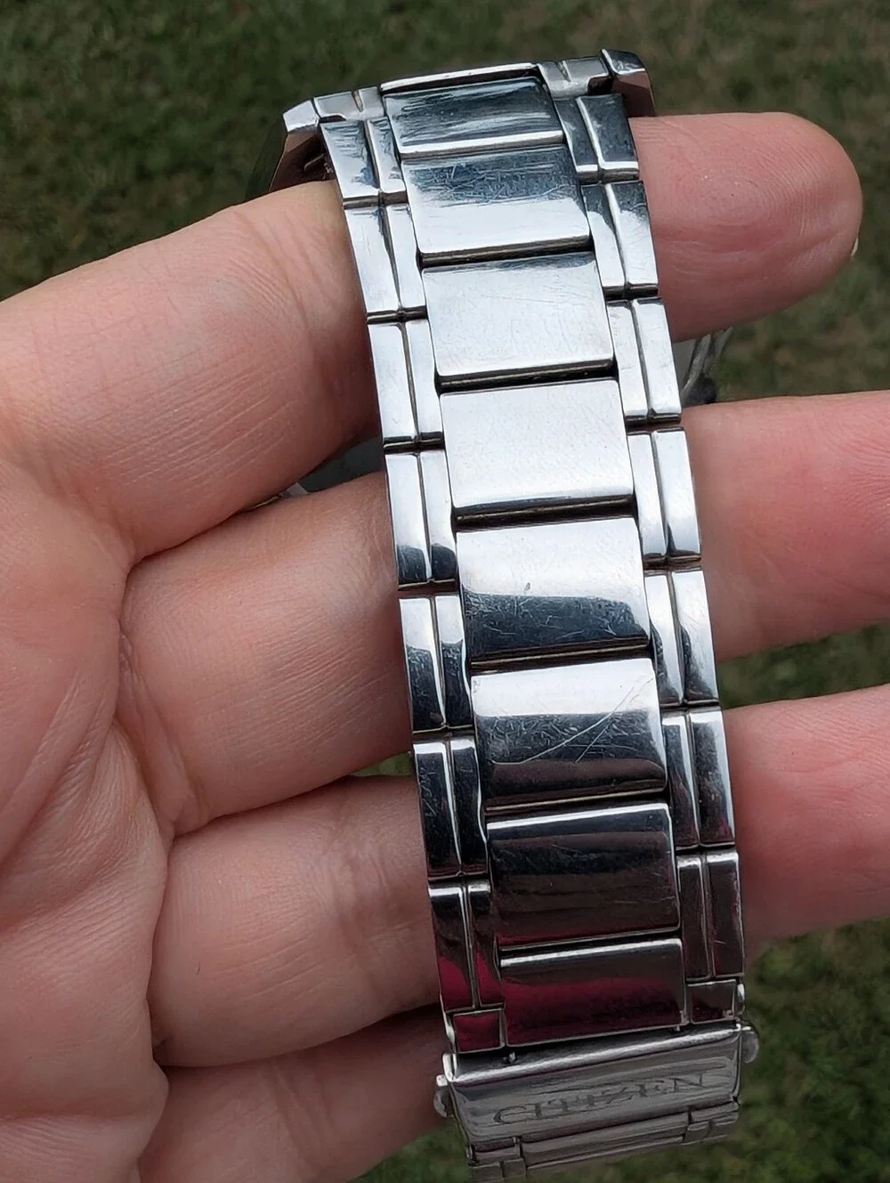 Citizen Silver Tone Chronograph Stainless Steel Mens Sports Watch 7.5 Inch Band